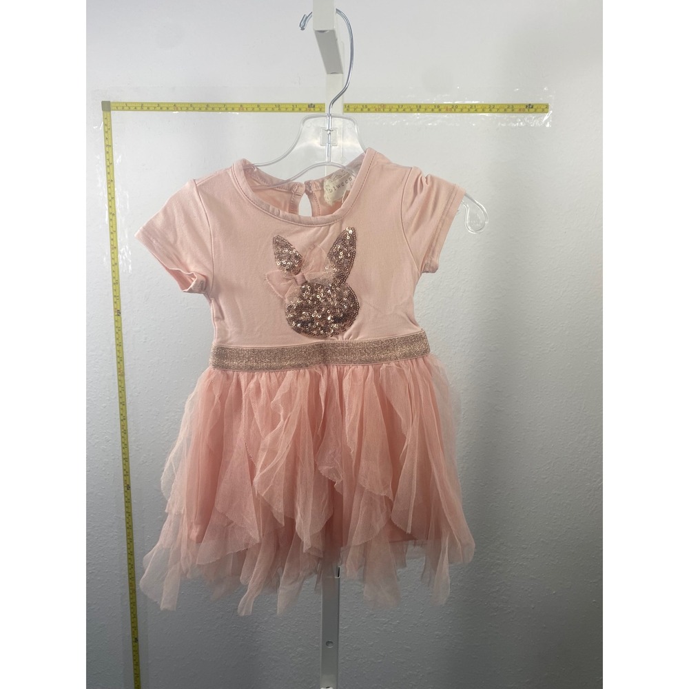 Btween Girls Pink Sequin Bunny Tutu Dress Short Sleeve Tiered Tulle Easter